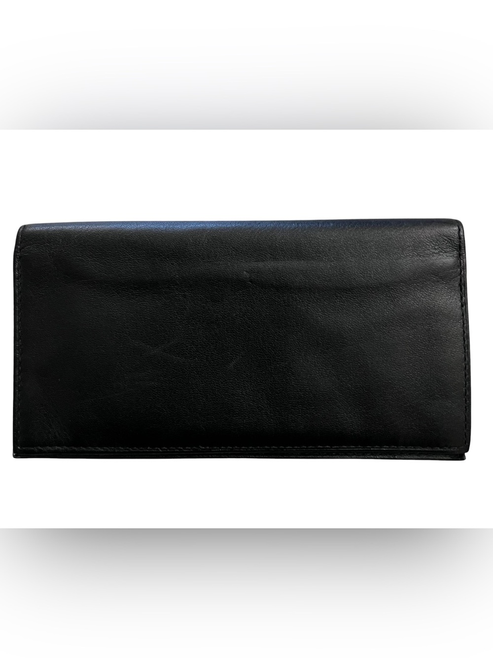 Tumi Black Leather Long Bifold Travel Wallet